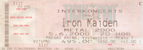 vstupenka 2000 - Iron Maiden