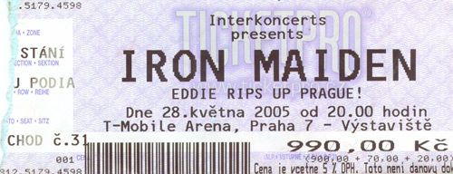 vstupenka 2005 - Iron Maiden