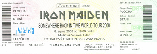 vstupenka 2008 - Iron Maiden